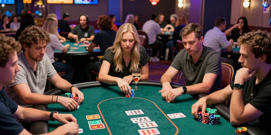 Engaging poker game scene featuring players enjoying Game Poker Uang Asli Dominobet with vibrant casino atmosphere.