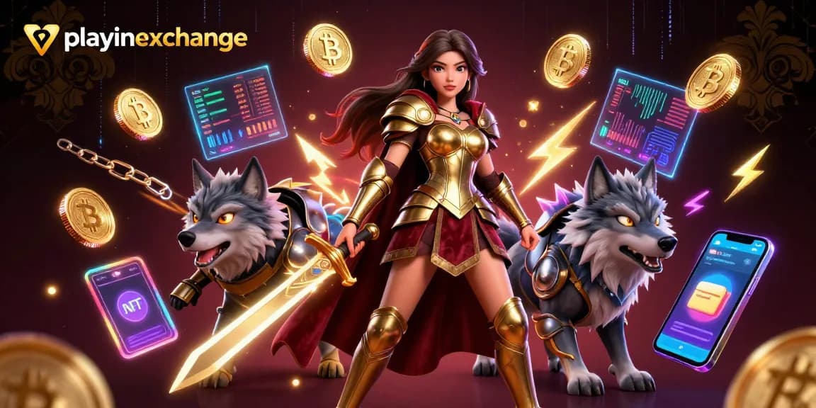 Engage with playinexchange's immersive gambling action featuring a warrior queen and enchanting wolf.