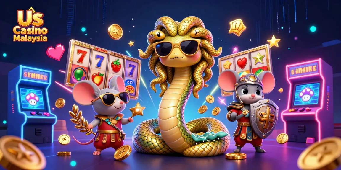 Experience the excitement of Us Casino Malaysia with vibrant slot games, friendly characters, and dynamic gameplay.