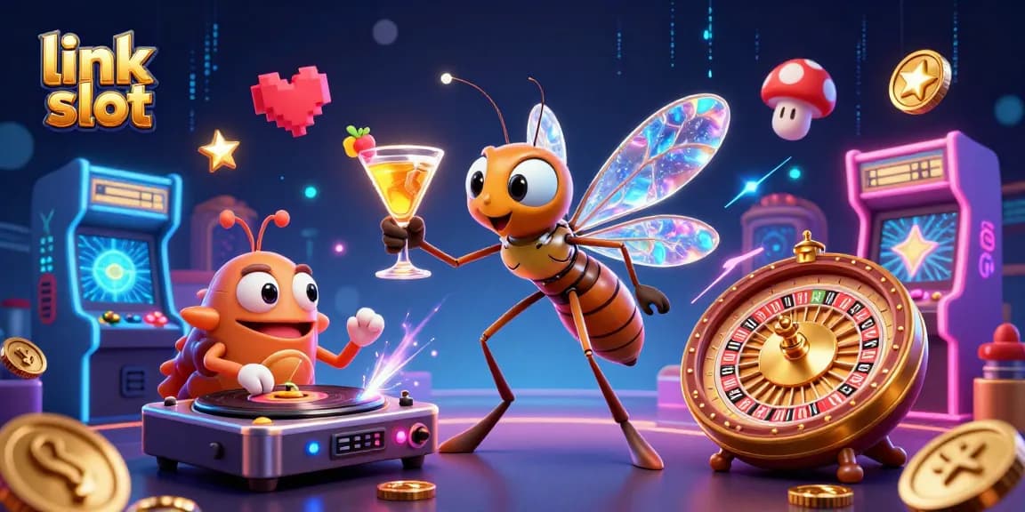 Permainan link slot yang seru dengan karakter 3D di lingkungan kasino yang menampilkan suasana meriah dan permainan menarik.