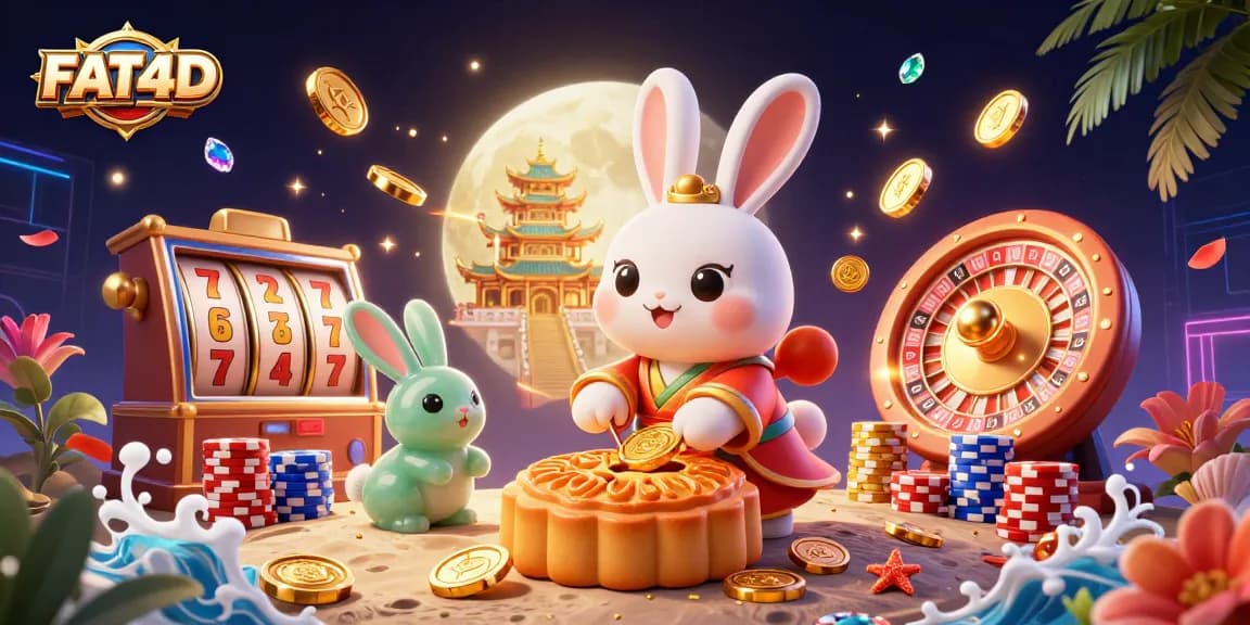Experience winning strategies at FAT4D with dynamic scenes of rabbits revealing poker chips and joyful gaming elements