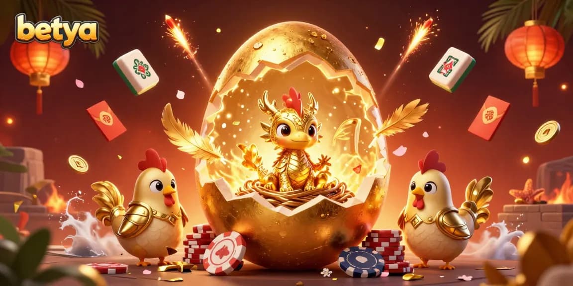 Betya's exciting golden dragon reveals poker chips in a vibrant 3D casino scene, enhancing your gaming experience.