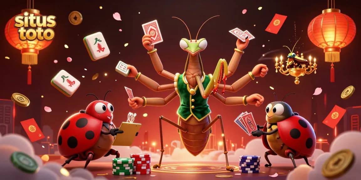 Engage in situs toto with vibrant 3D illustration featuring characters in dynamic casino action.
