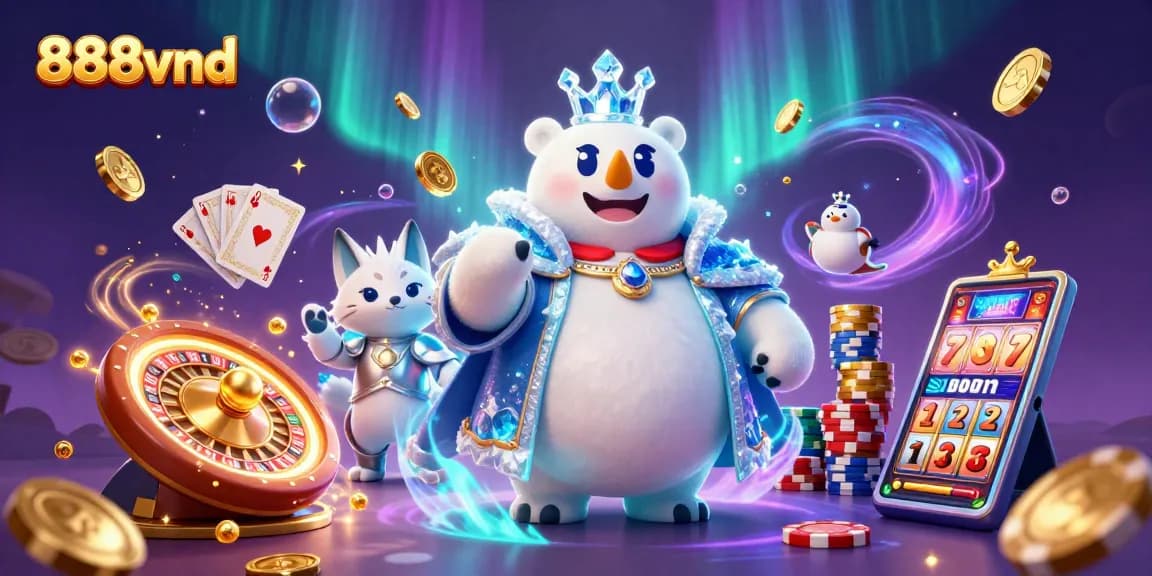 Experience the excitement of 888vnd with a magical casino scene featuring vibrant gaming elements.