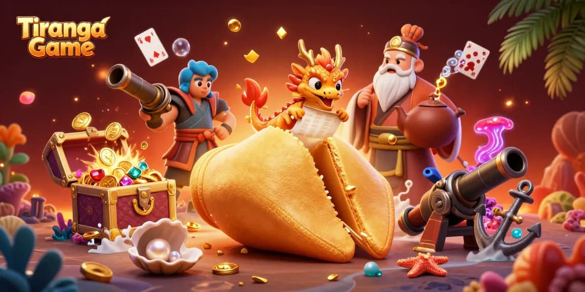 Tiranga Game showcases a vibrant scene with a fortune cookie and engaging gaming elements for immersive play.
