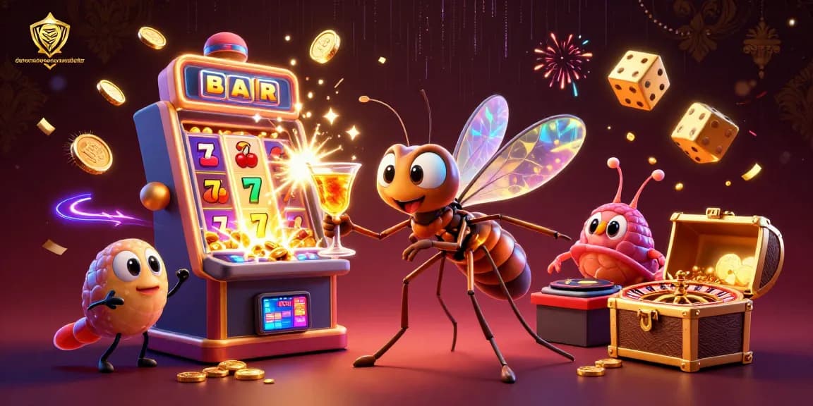 denemebonusuverensiteler creating excitement with a dynamic casino scene featuring fun characters.