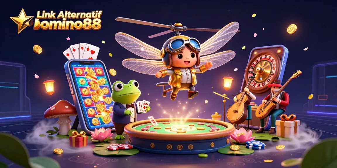 Experience thrilling gameplay with Link Alternatif Domino88 at vibrant lily pad casino featuring dynamic characters.