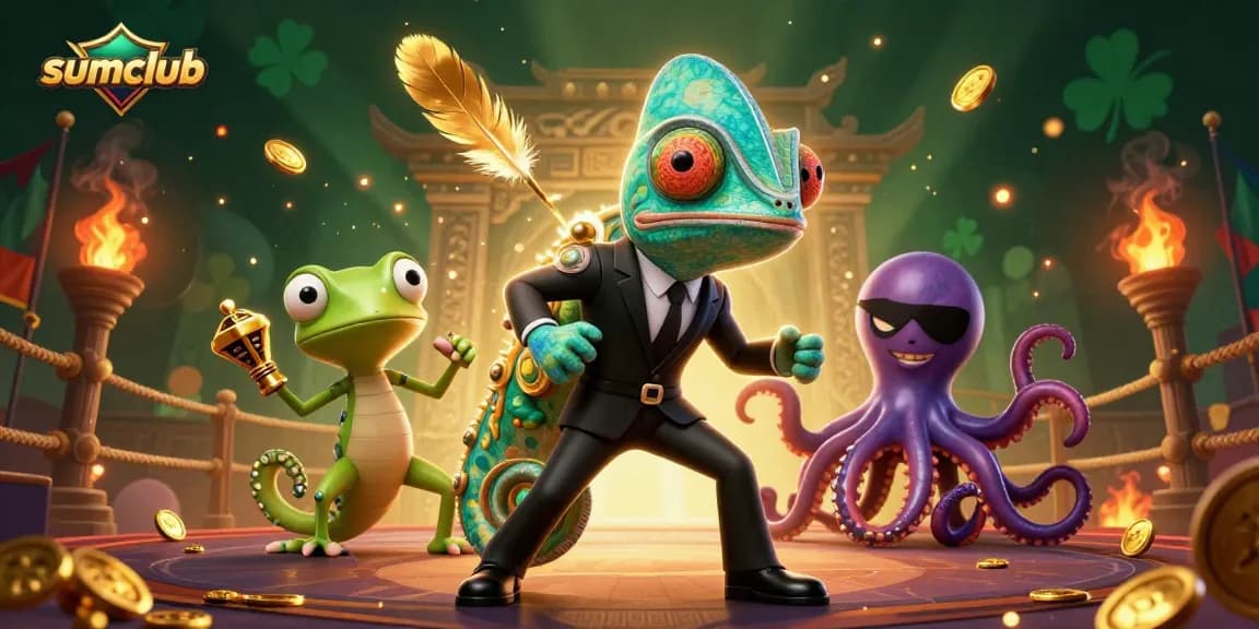 Engage in thrilling gameplay with sumclub's vibrant 3D casino scene featuring exciting characters and dynamic elements.