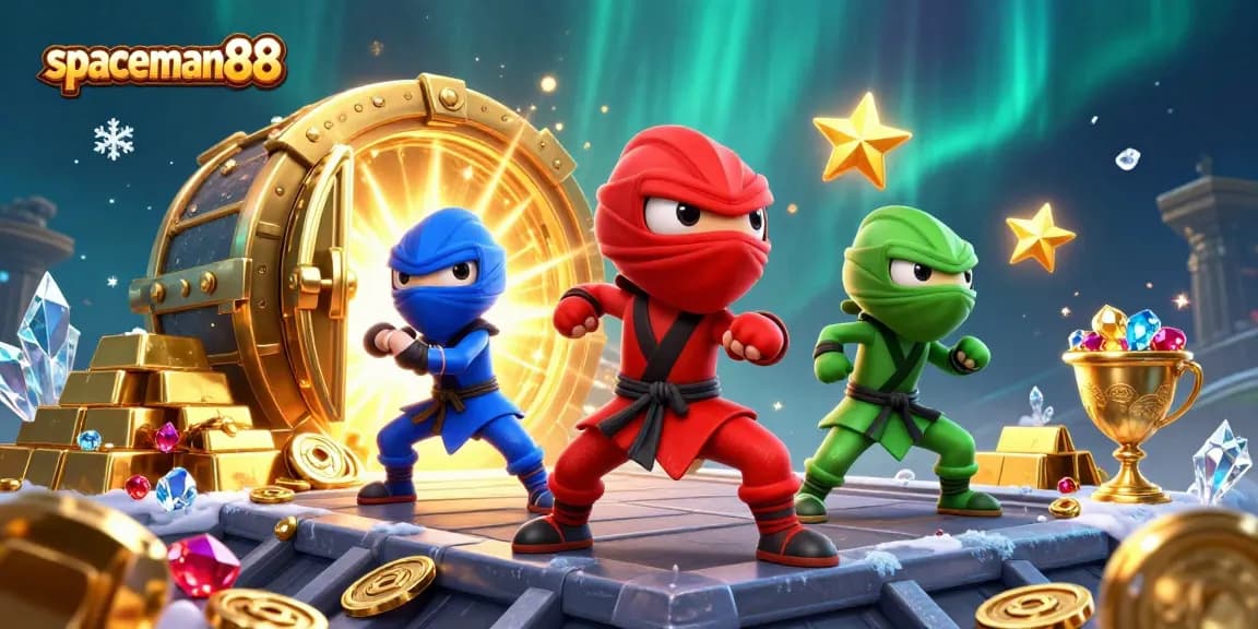 Experience the wins at spaceman88 with thrilling ninja chameleons and golden treasures bursting in action.