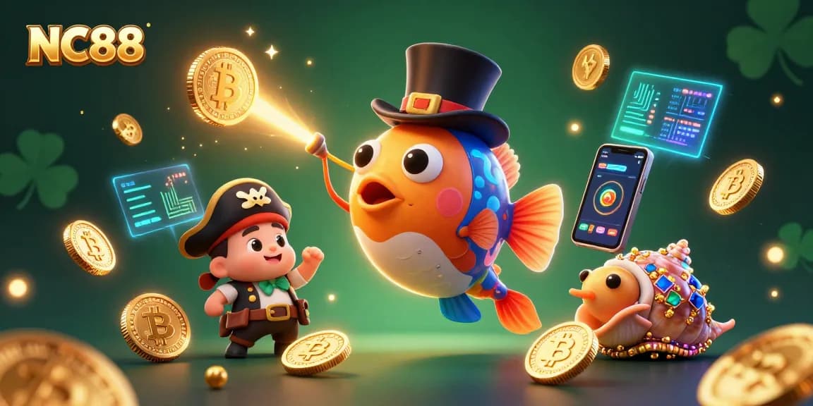 Engage with NC88's vibrant illustration featuring a deep-sea anglerfish luring coins in a dynamic casino scene.