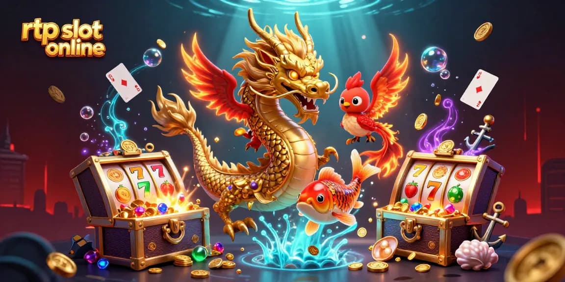Experience the thrill of rtp slot online with vibrant 3D casino illustration showcasing dynamic slot elements.