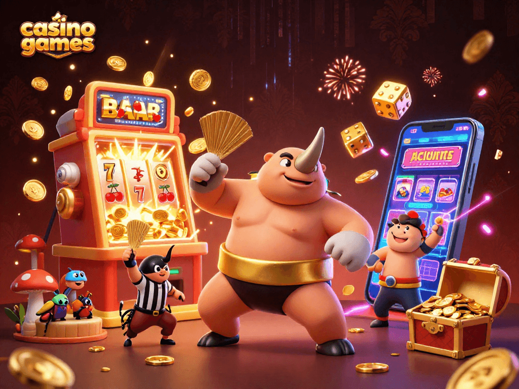 Experience engaging casino games with exciting beetle characters and vibrant slot elements.