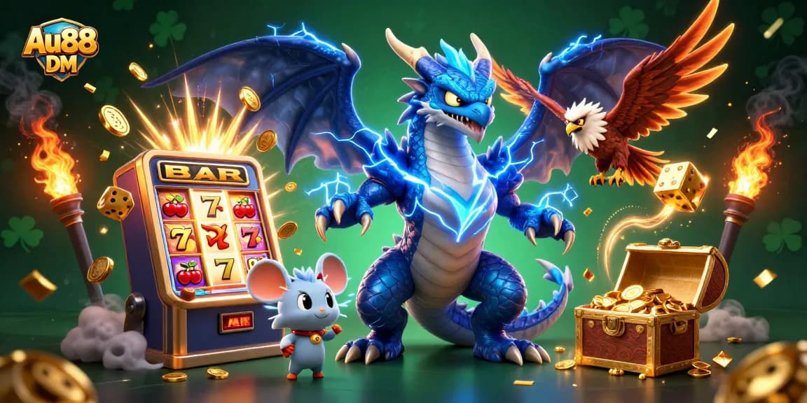 Play exciting games with Au88 DM, featuring dynamic characters and engaging casino symbols for maximum thrills.
