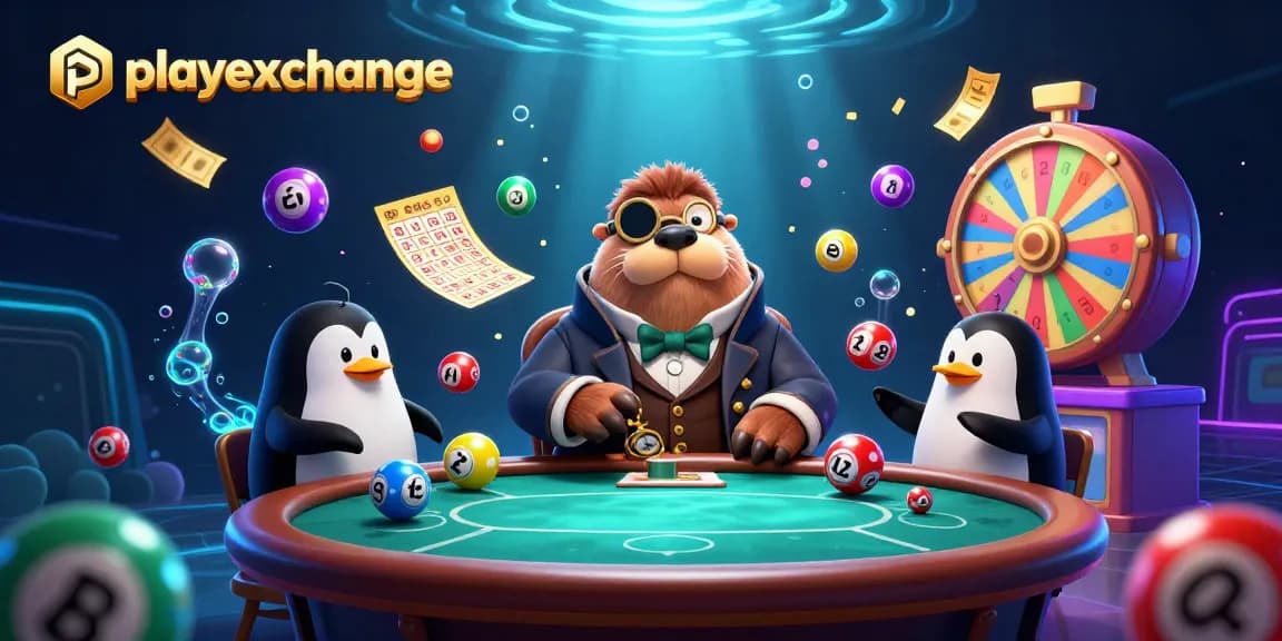 Engage in thrilling betting action with Playexchange's lively underwater poker scene featuring vibrant characters and elements.