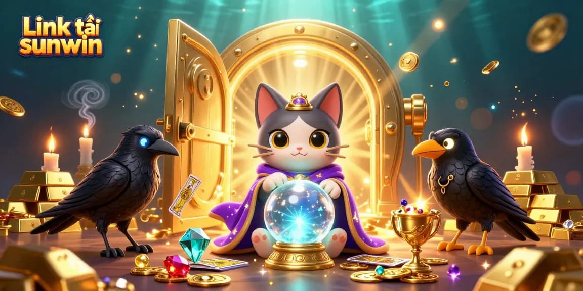 Play and win with the official Link tải sunwin in this captivating casino illustration featuring mystical characters and treasure.