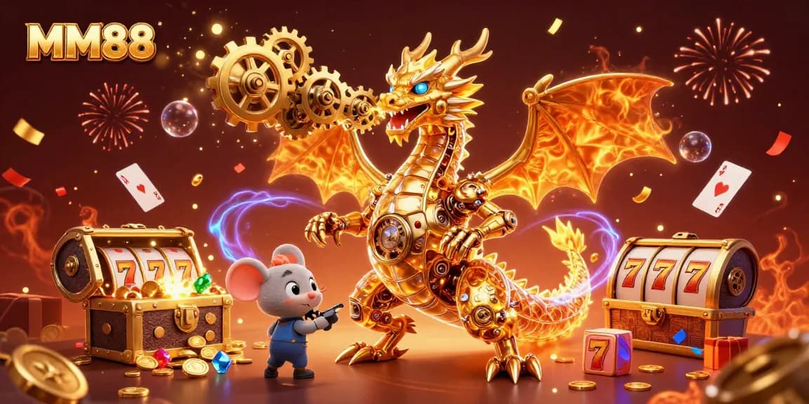 Experience thrilling gameplay with the MM88 golden dragon in an exciting casino scene.