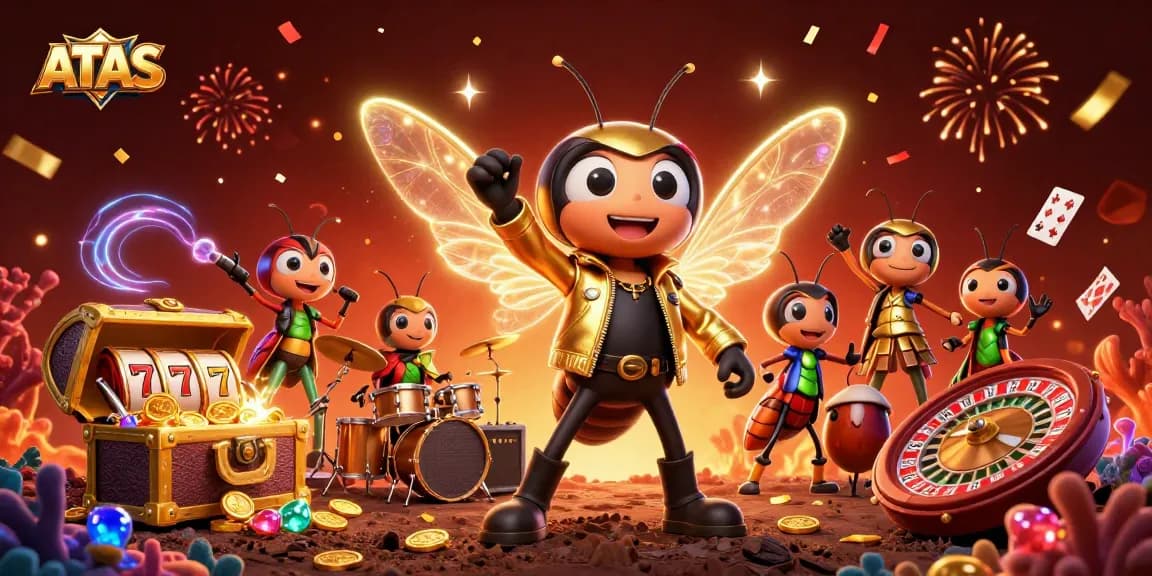 Join the action at ATAS Casino with vibrant characters celebrating a thrilling gambling experience!