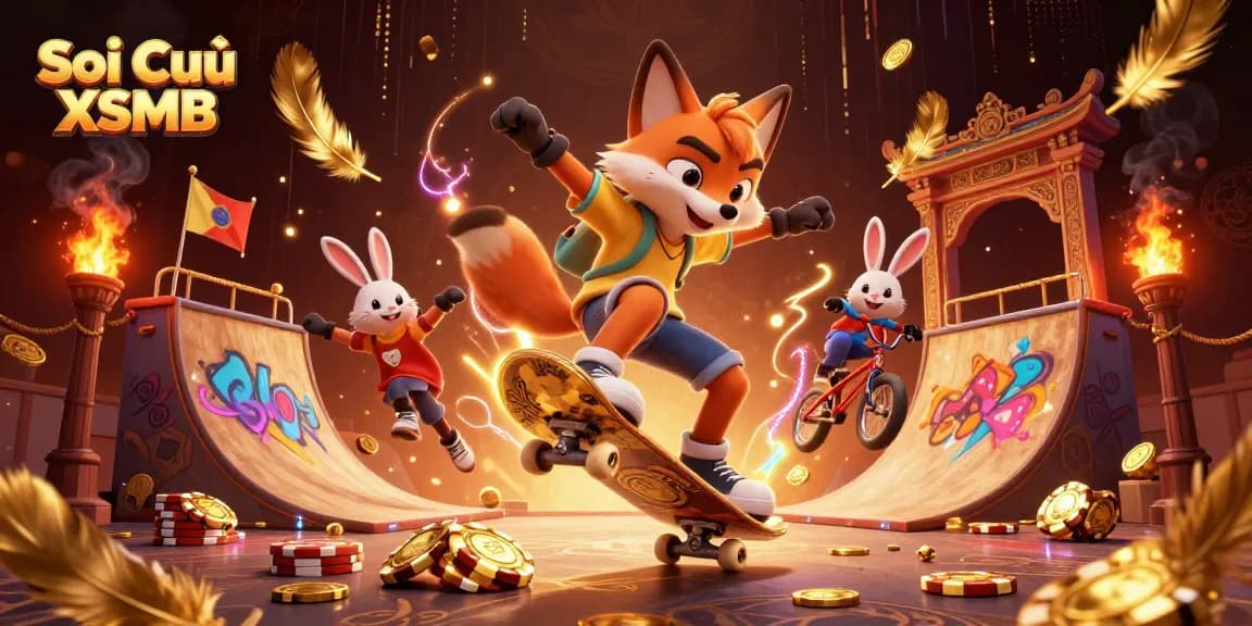 Soi Cầu XSMB engaging 3D cartoon characters and casino elements featuring dynamic illustrations.