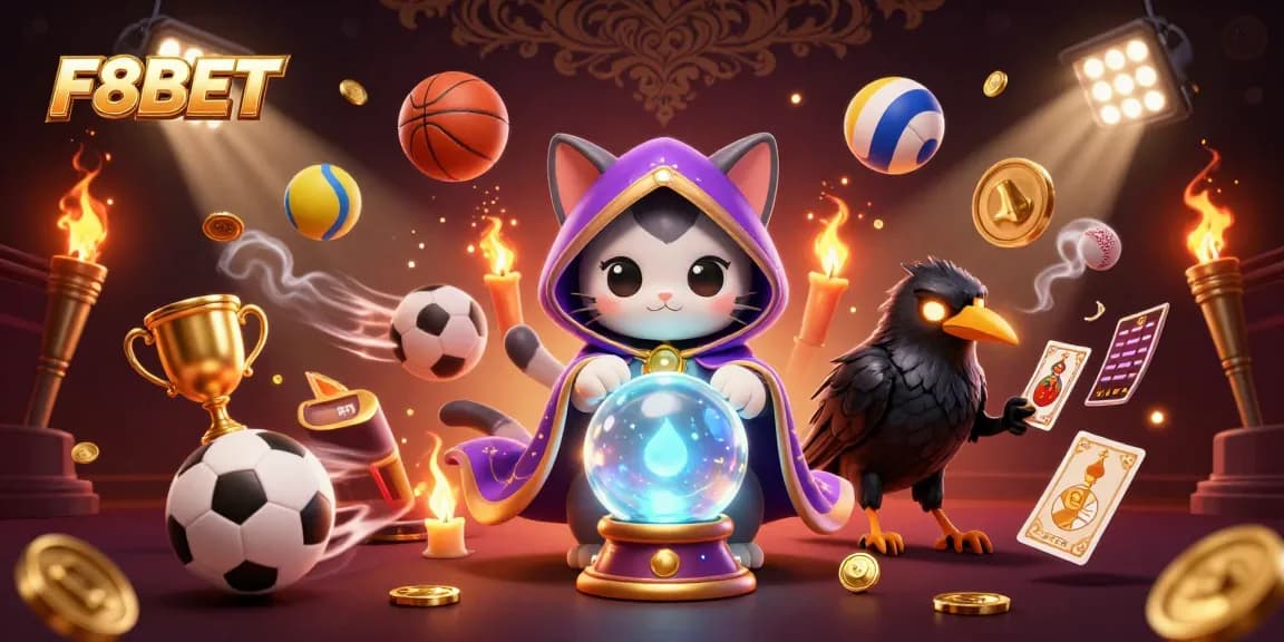 Experience the thrill of F8BET with a vibrant casino scene featuring mystical characters and dynamic game elements.