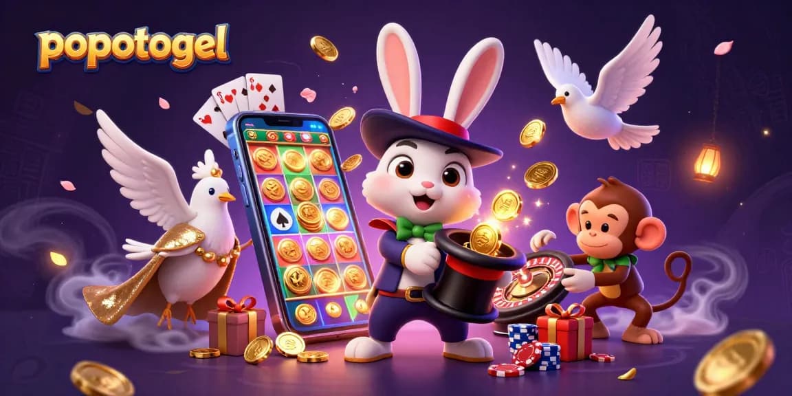Experience popotogel with a magical casino scene capturing vibrant characters and casino elements.