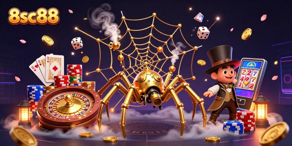 Experience thrilling gameplay at 8sc88 with our vibrant casino scene featuring unique characters and game elements.