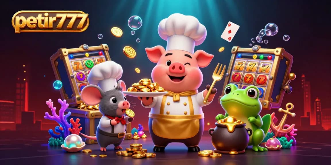 Experience thrilling wins with petir777's vibrant online gaming scene, featuring gold coins and joyful characters.