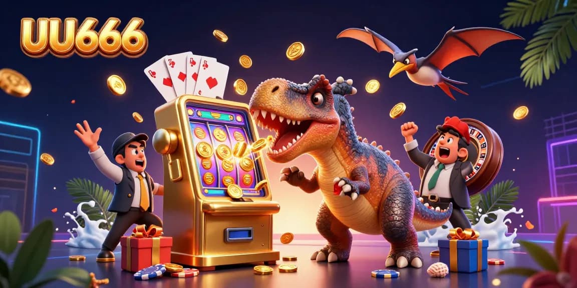 UU666 showcases the pachycephalosaurus jackpot celebration with golden coins raining down