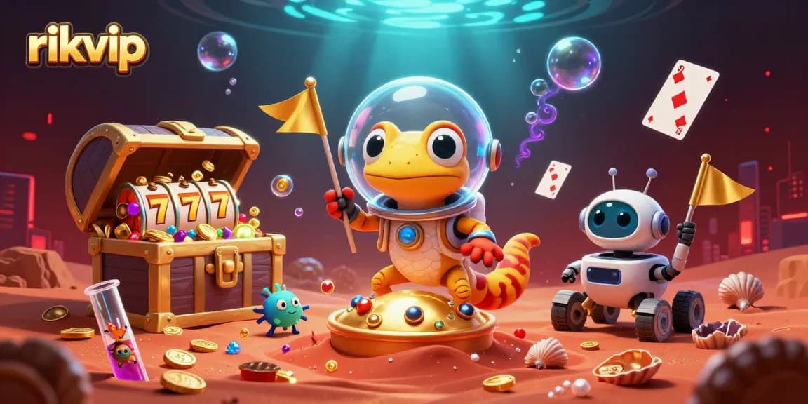 Experience thrilling gameplay at rikvip with vibrant characters discovering a hidden golden casino.