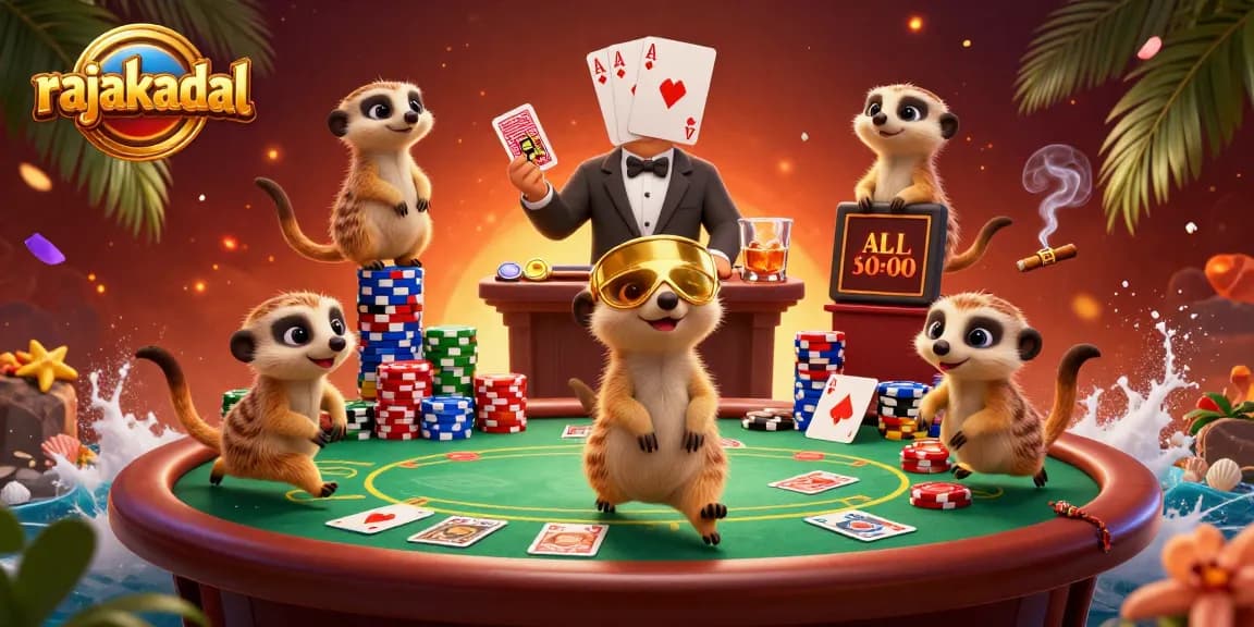 Permainan kasino di rajakadal dengan meerkat sebagai dealer dan aksi kartu yang seru.