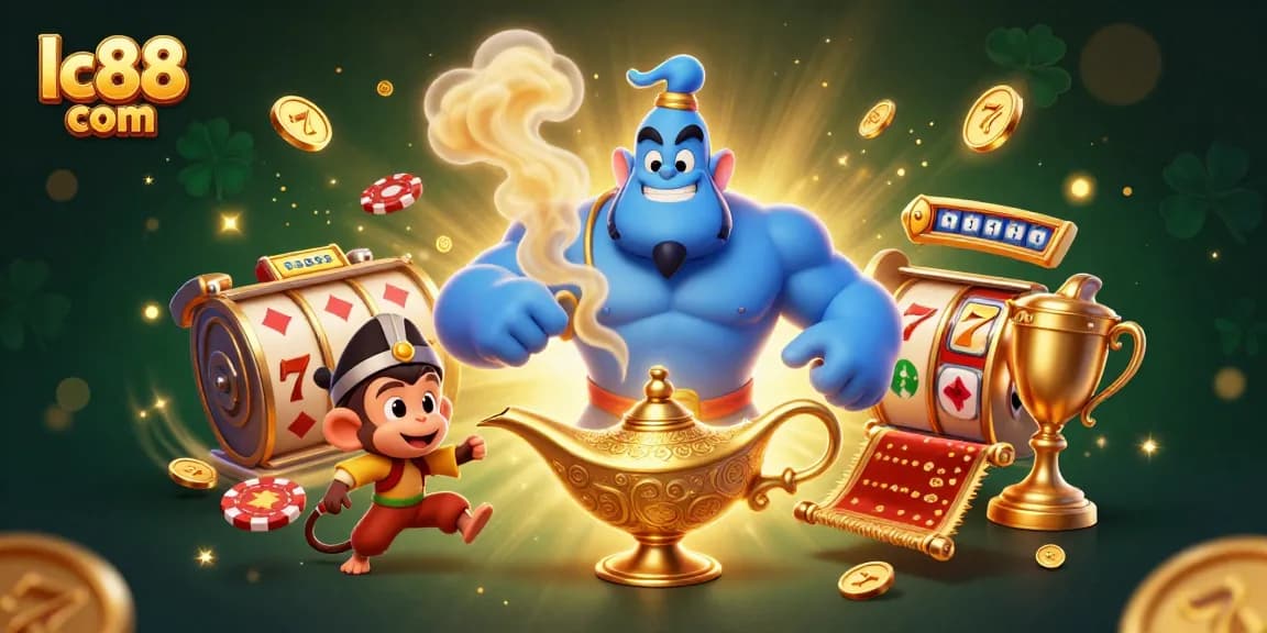 Experience winning moments at lc88 com with vibrant slot reels and magical casino elements.