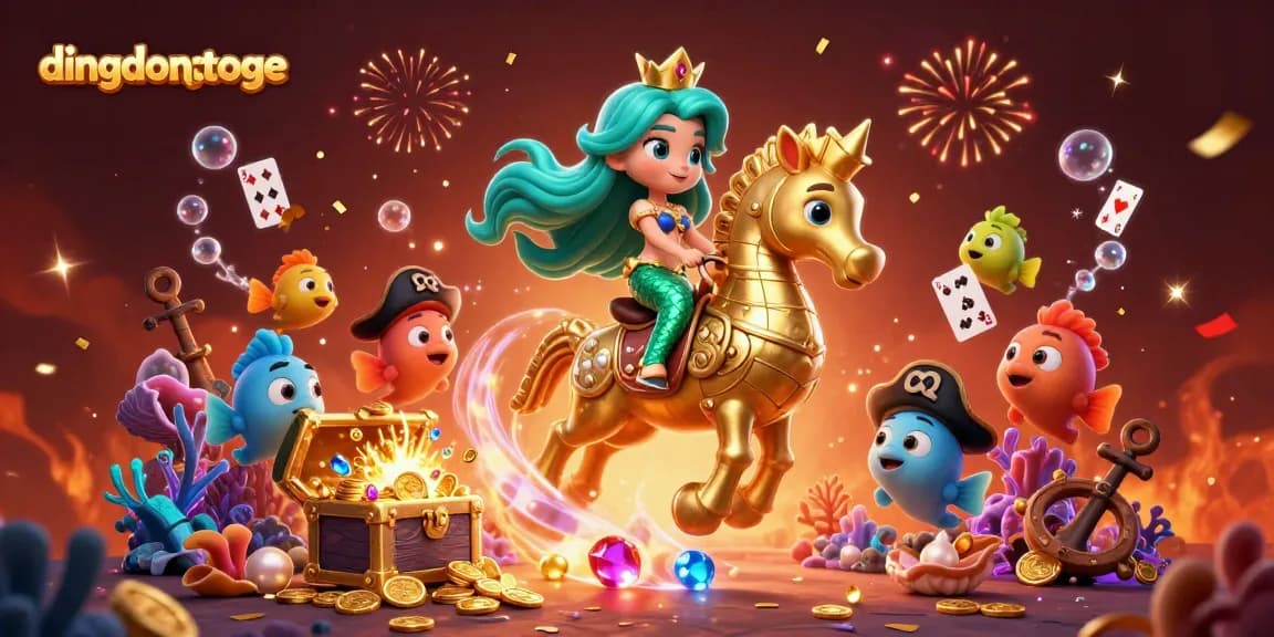 Dingdongtoge offers thrilling online lottery excitement with a colorful casino-themed ocean scene.