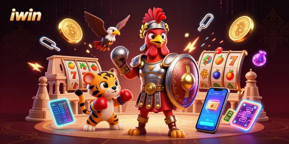 iwin's immersive gaming experience showcased with vibrant slot symbols and engaging characters