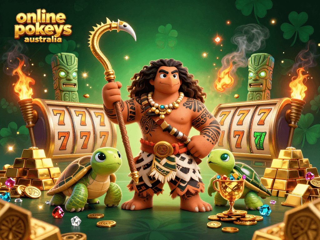 Experience thrilling online pokies Australia with vibrant characters and dazzling treasures in this dynamic scene.