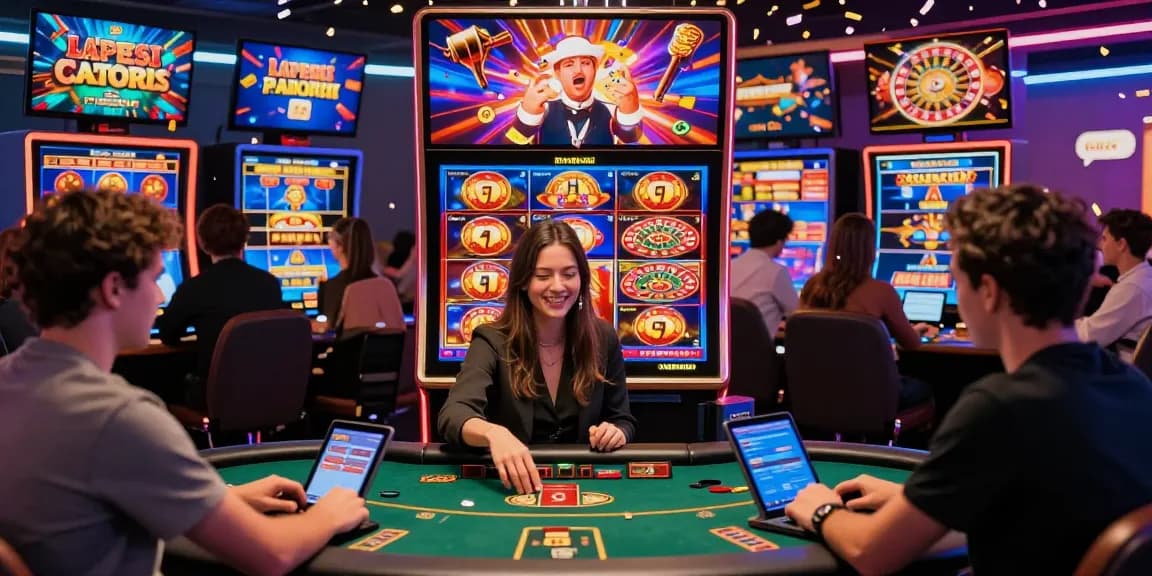 Exciting players enjoying casino online non AAMS games on digital devices in vibrant atmosphere.