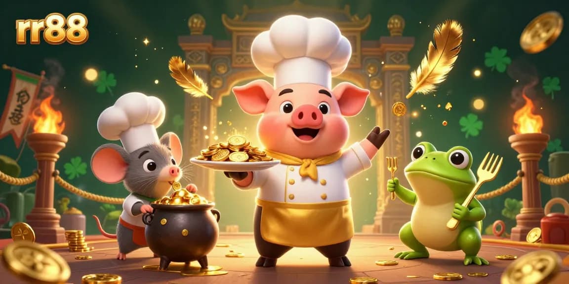 Engage in thrilling gameplay with rr88 featuring charming 3D characters in a vibrant casino scene.