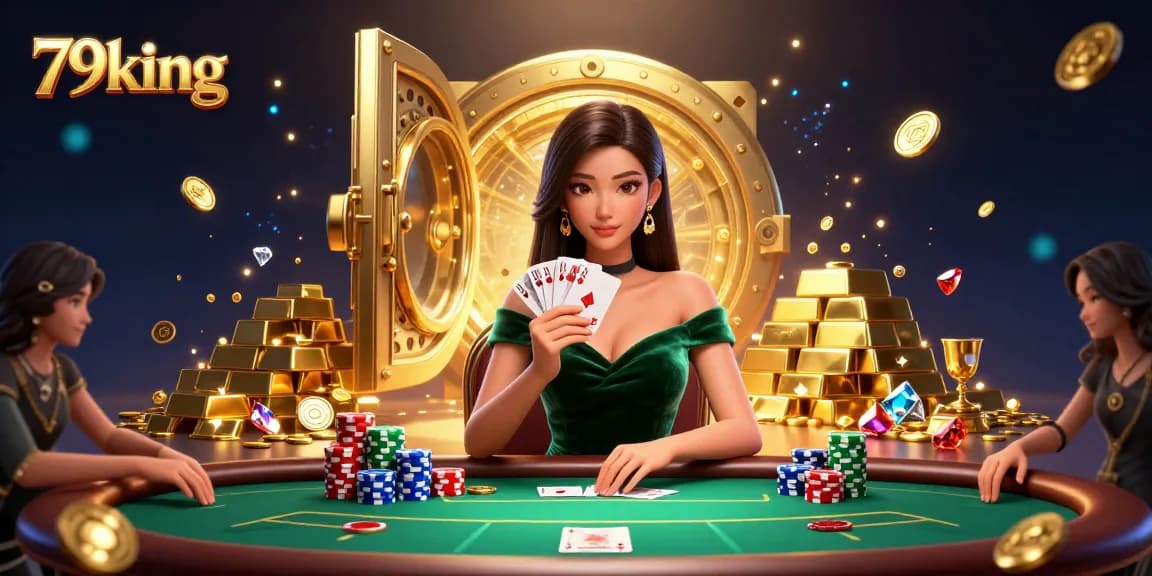 Experience thrilling poker action at 79king with a stunning Asian woman strategizing her next move.