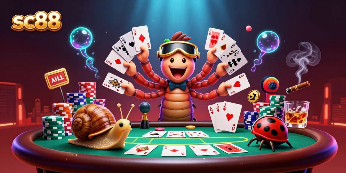 Experience sc88 with a vibrant casino scene featuring a millipede dealer and high-roller gameplay.