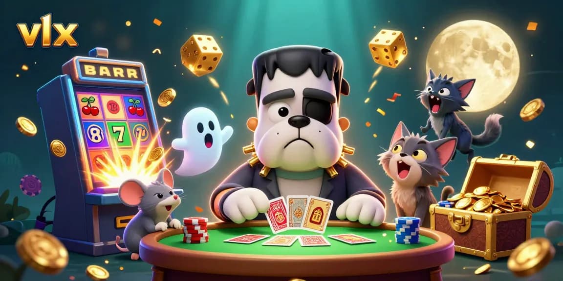 Experience vlxx-themed gameplay with a stunning 3D illustration of a casino scene brimming with excitement