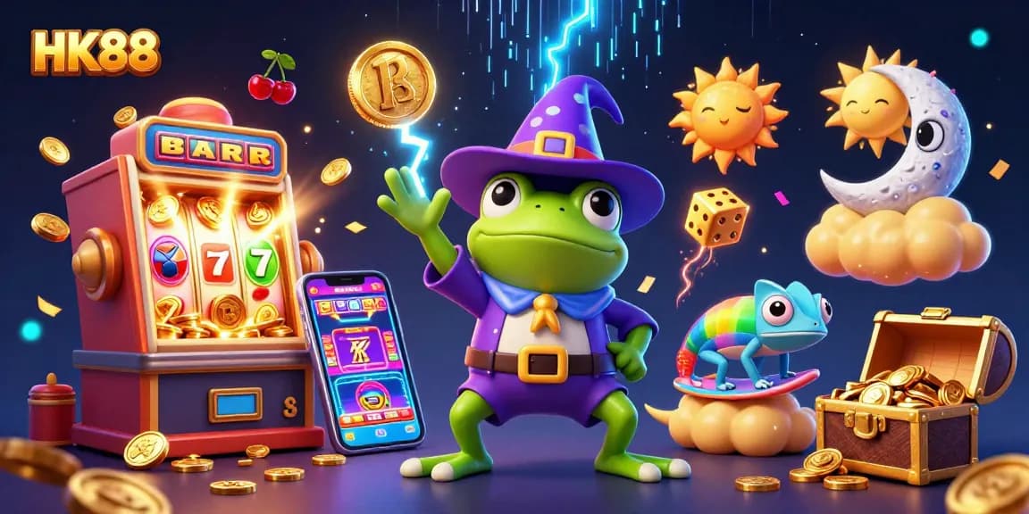 Win big at HK88 with vibrant storm of coins and rich gaming elements enveloping playful characters.