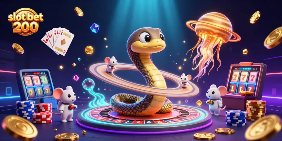 Experience the excitement of a slot bet 200 with vibrant casino elements in a cosmic scene.