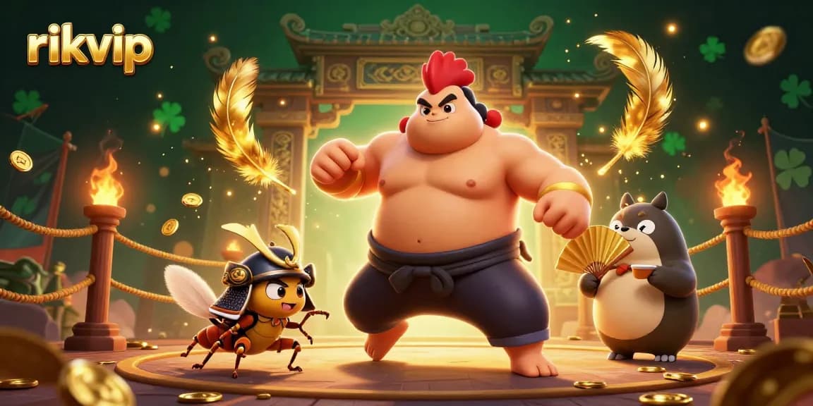 Experience thrilling gameplay at Rikvip with powerful characters in an epic casino fight scene.