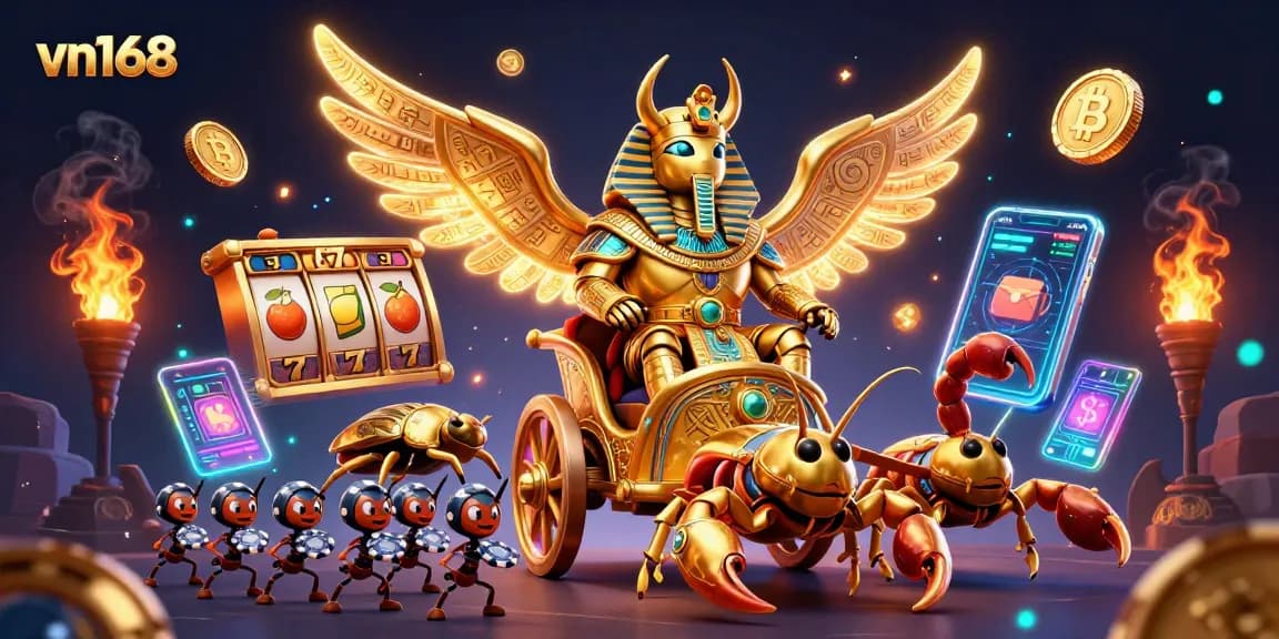 Spin luck with vn168's vibrant slots and jackpot excitement in unique casino art.