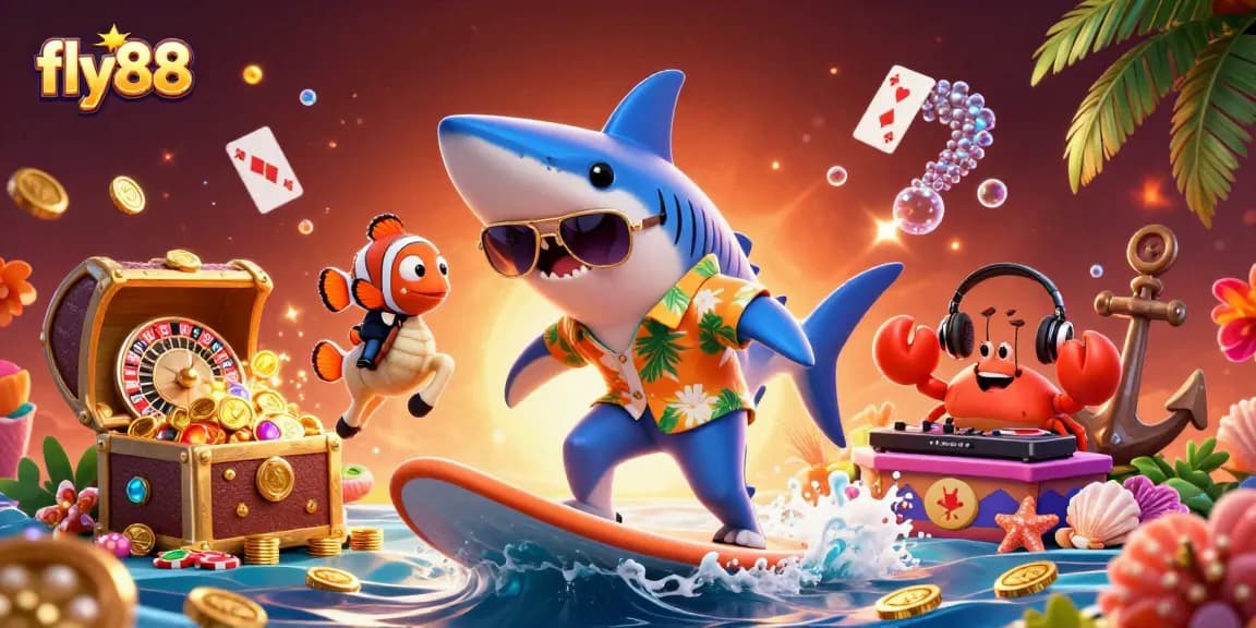 Experience the excitement of fly88 online casino with a vibrant, engaging illustration featuring dynamic characters and gaming elements.