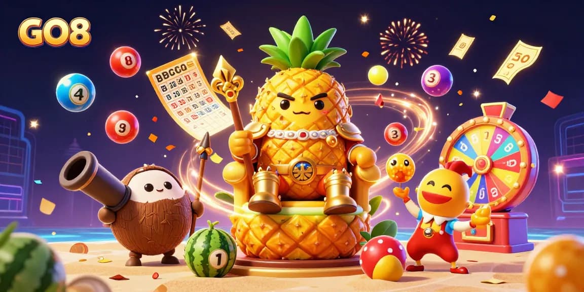 Experience thrilling gameplay at GO8 casino with vibrant lottery and casino elements in a dynamic 3D scene.