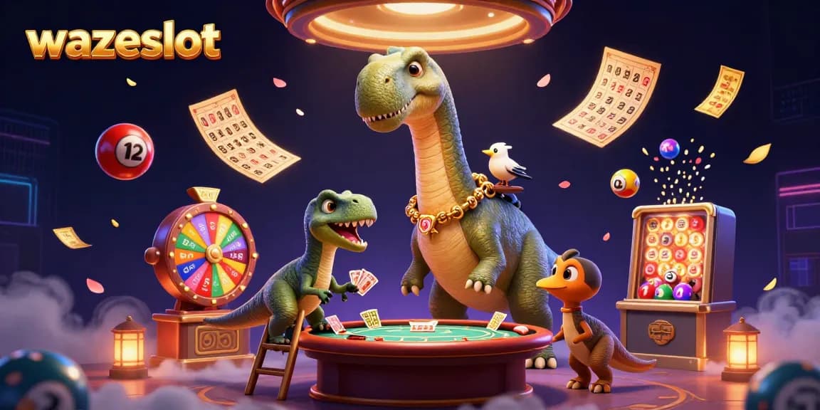 Play exciting games at wazeslot, featuring vibrant lottery themes and casino atmosphere.