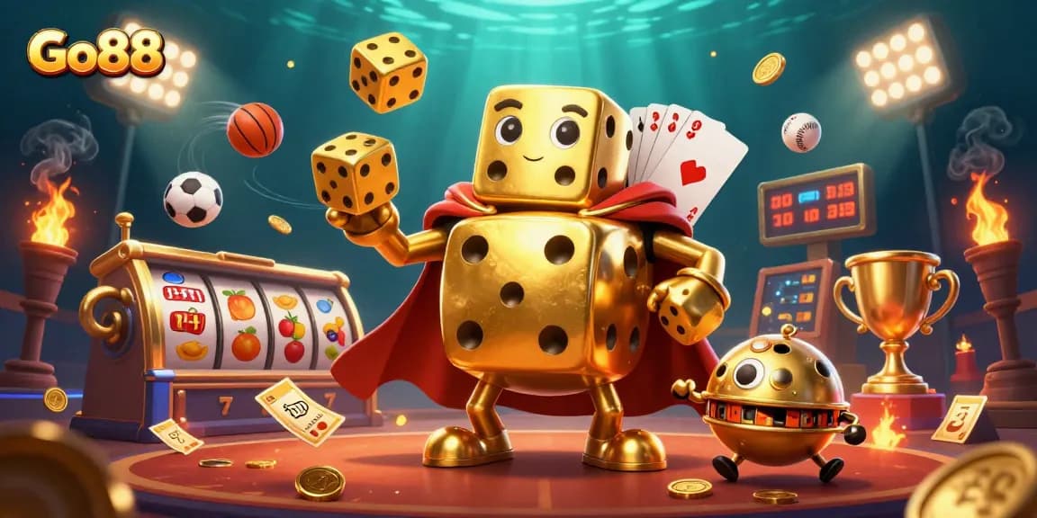 Experience thrilling gaming with Go88 as golden dice entertain and jackpot symbols glow.