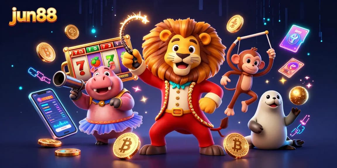 Experience thrilling gaming action with jun88, featuring colorful characters in a dynamic casino illustration.