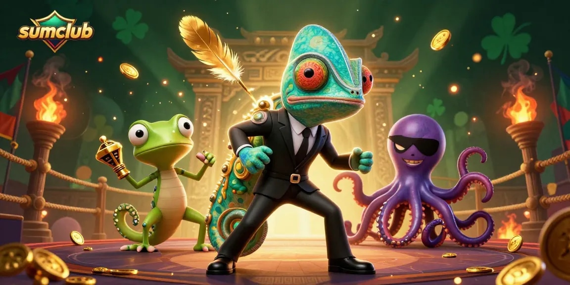 Engage in thrilling gameplay with sumclub's vibrant 3D casino scene featuring exciting characters and dynamic elements.