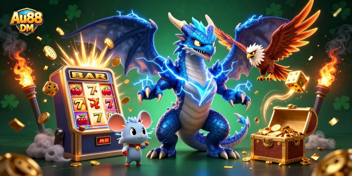 Play exciting games with Au88 DM, featuring dynamic characters and engaging casino symbols for maximum thrills.