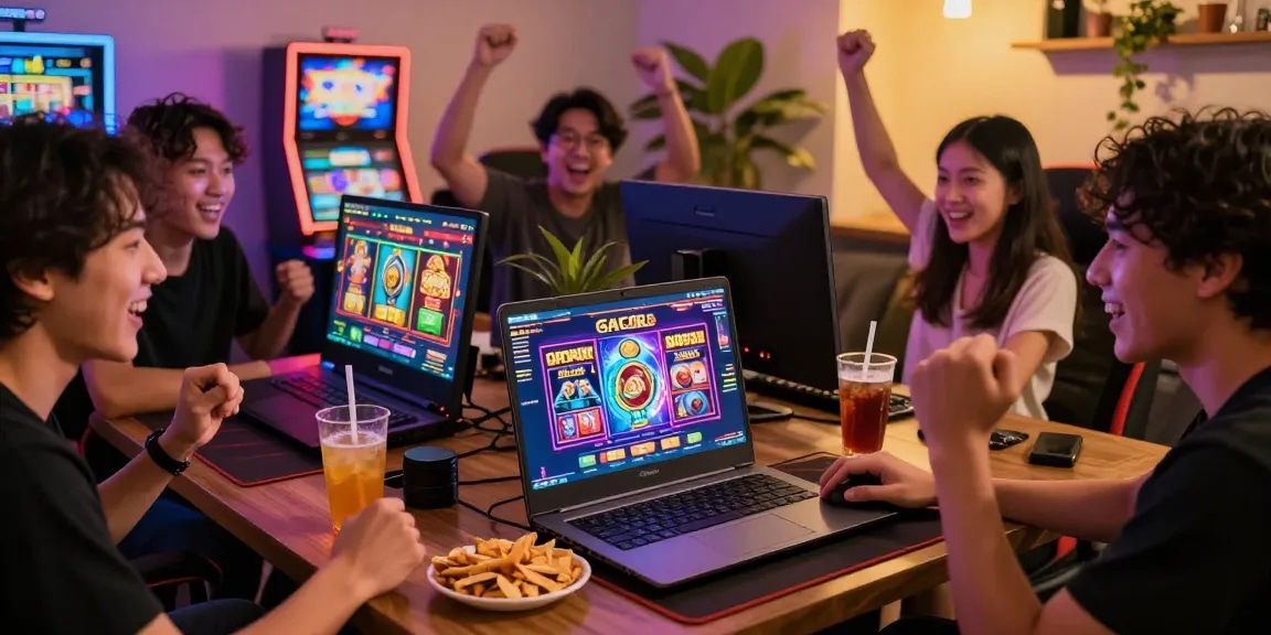 Pengalaman bermain slot gacor dengan teman-teman di ruang gaming yang menyenangkan.